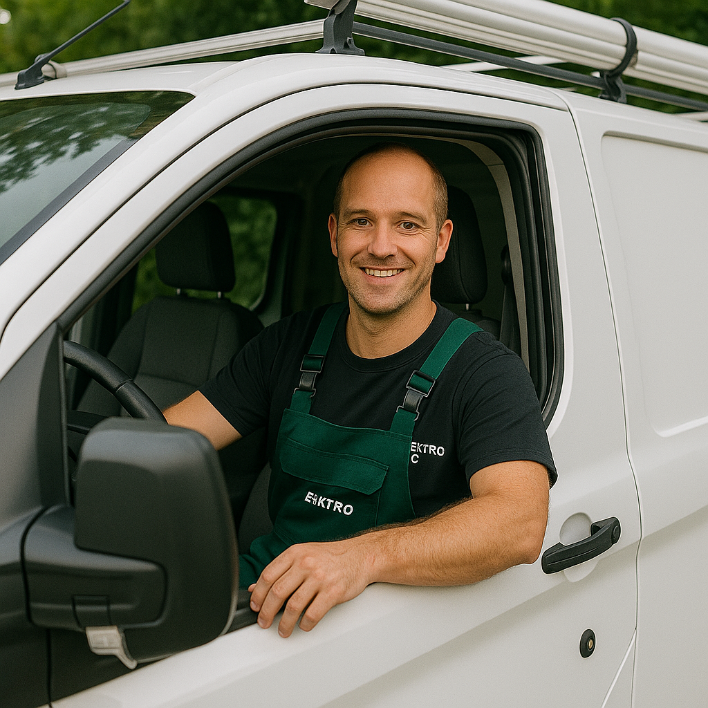 Elektro Hannover GmbH – Elektriker im Servicefahrzeug bereit zum Einsatz